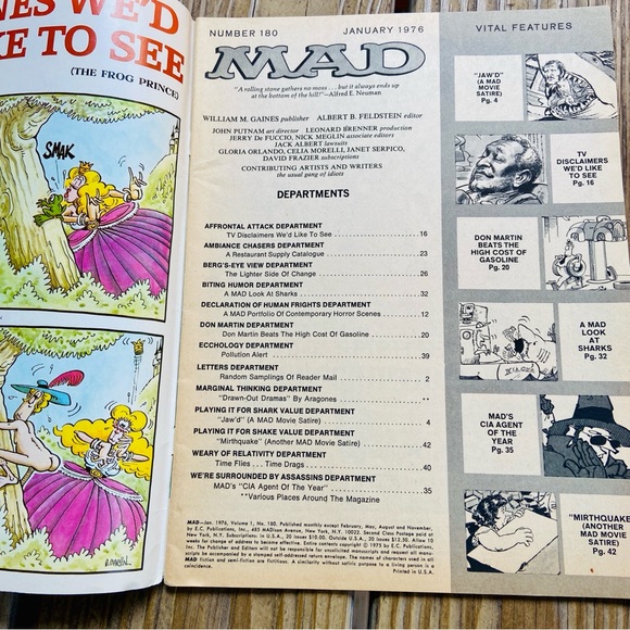 Vintage Mad Magazine # 180 Jaws January 1976 - Picture 4 of 16
